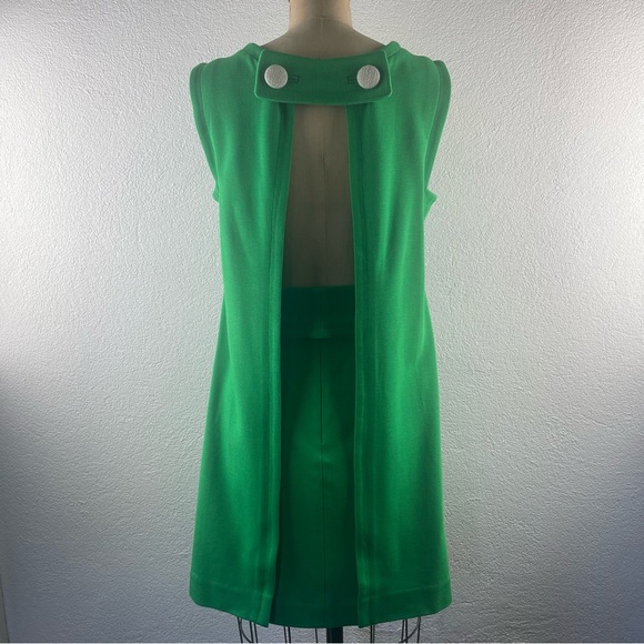 Original Milly New York l S Retro 60s MCM Mod Knit Open Back Draped Button Dress - Picture 6 of 15
